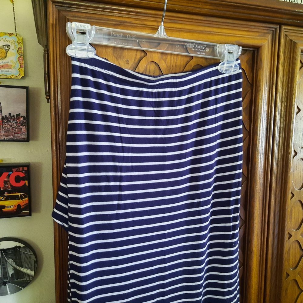 Micro-Striped Tie Wrap Maxi Skirt - Navy/White, Size S - Picture 11 of 16